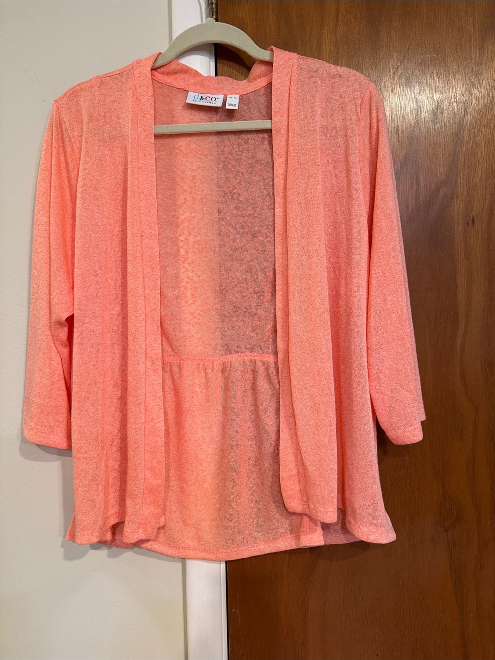 d&Co Essentials Open-Front Cardigan in Coral